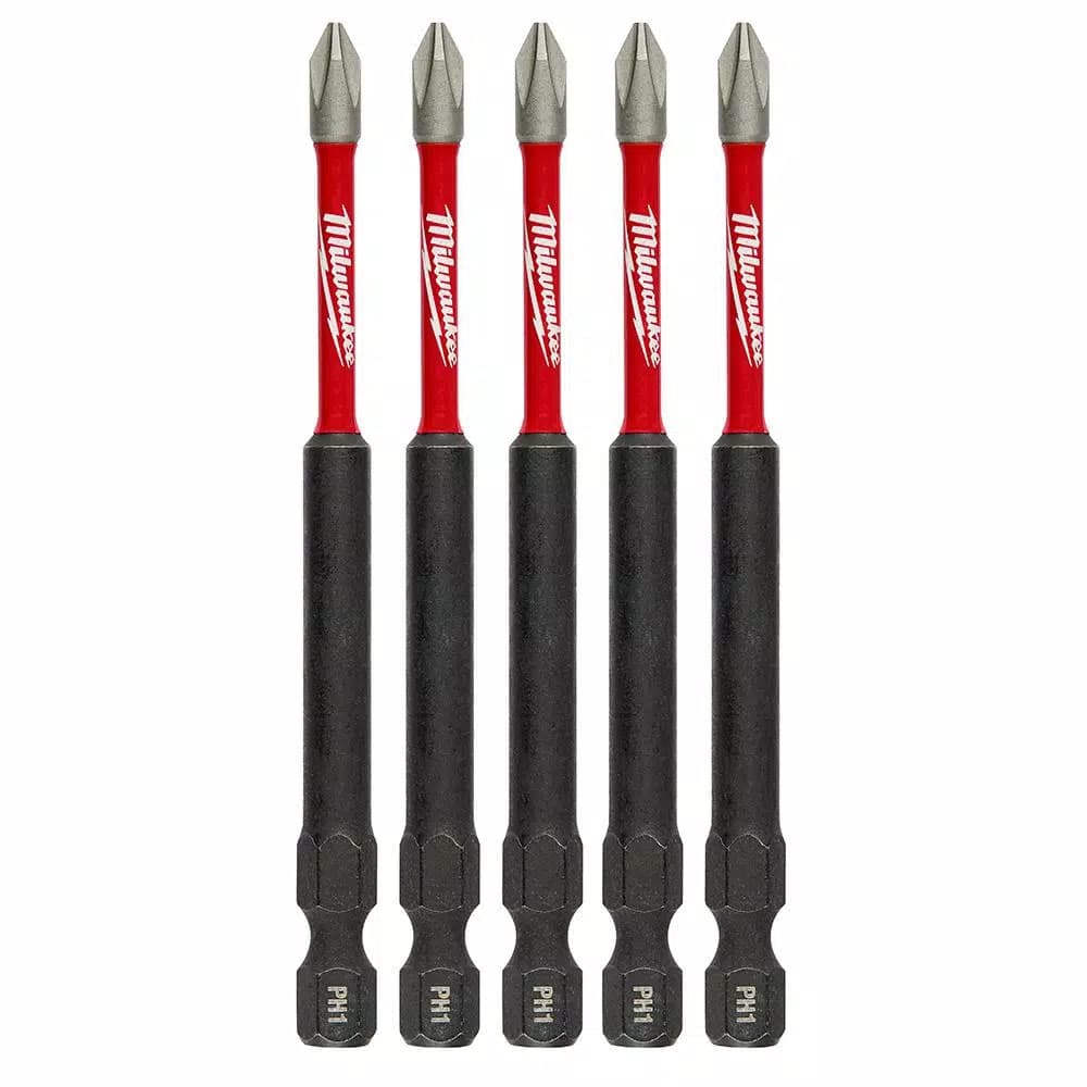 Milwaukee SHOCKWAVE Phillips #1 3.5 in. Impact Duty Steel Screwdriver Bits, 5-Pack