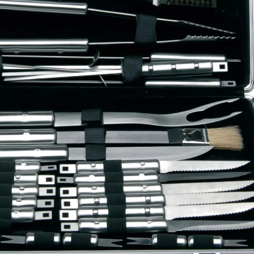 BergHOFF Cubo 33-Piece Stainless Steel Barbecue Set with Carrying Case