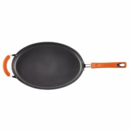 Rachael Ray 5-Quart Hard-Anodized Aluminum Nonstick Oval Saute Pan with Glass Lid, Orange and Gray thumbnail 2