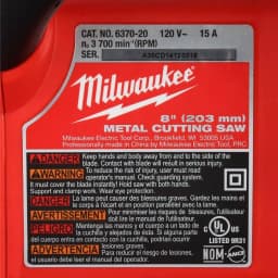 Milwaukee 8 in. Metal Cutting Circular Saw, 15 Amp, 3700 RPM thumbnail 10