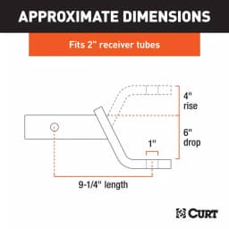 CURT Class 3 Ball Mount, 2" Receiver, 6" Drop or 4" Rise, 7500 lbs Capacity thumbnail 3