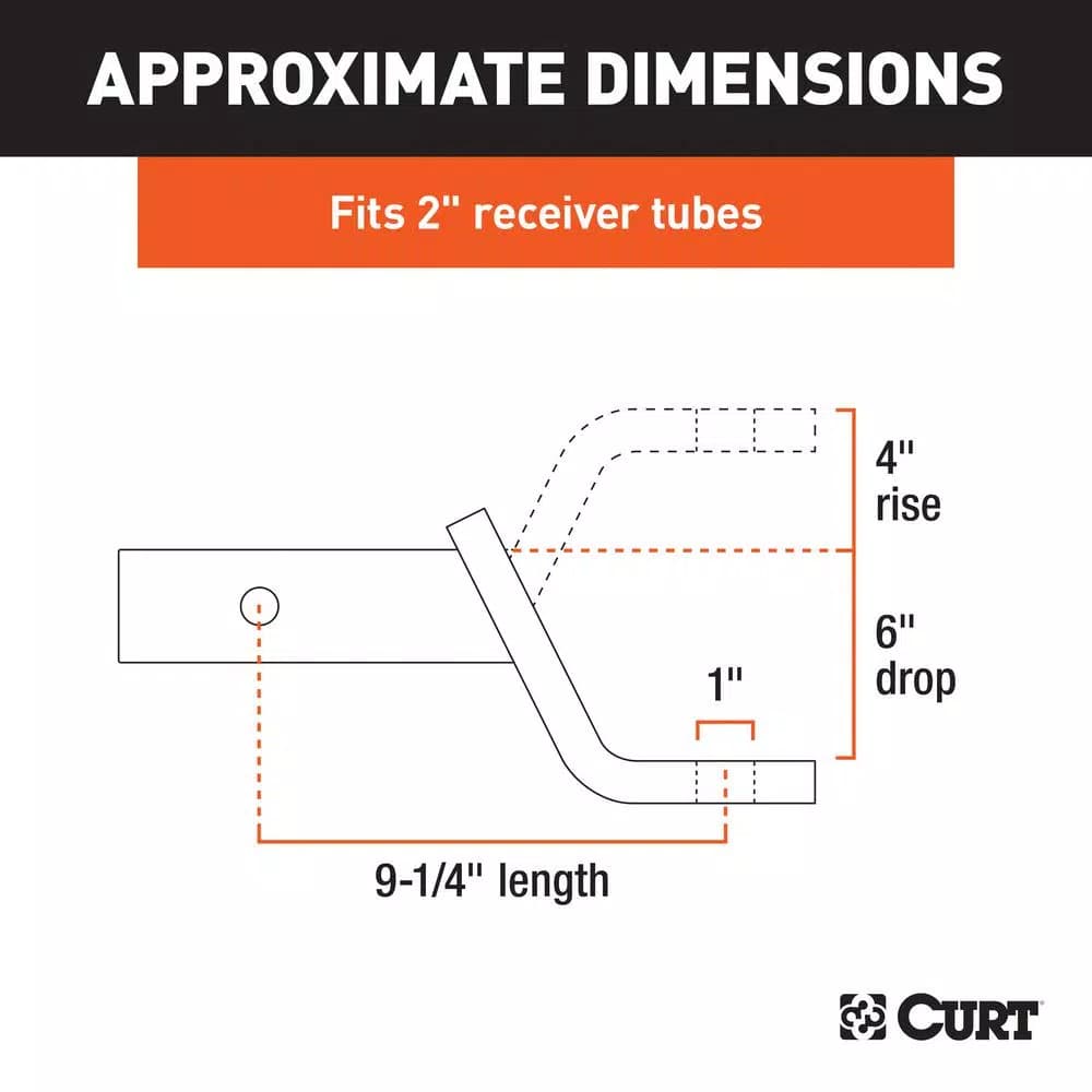 CURT Class 3 Ball Mount, 2" Receiver, 6" Drop or 4" Rise, 7500 lbs Capacity