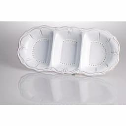 Abigails Charlot 3-Part Ceramic Condiment Platter, Handmade in Portugal, White thumbnail 1