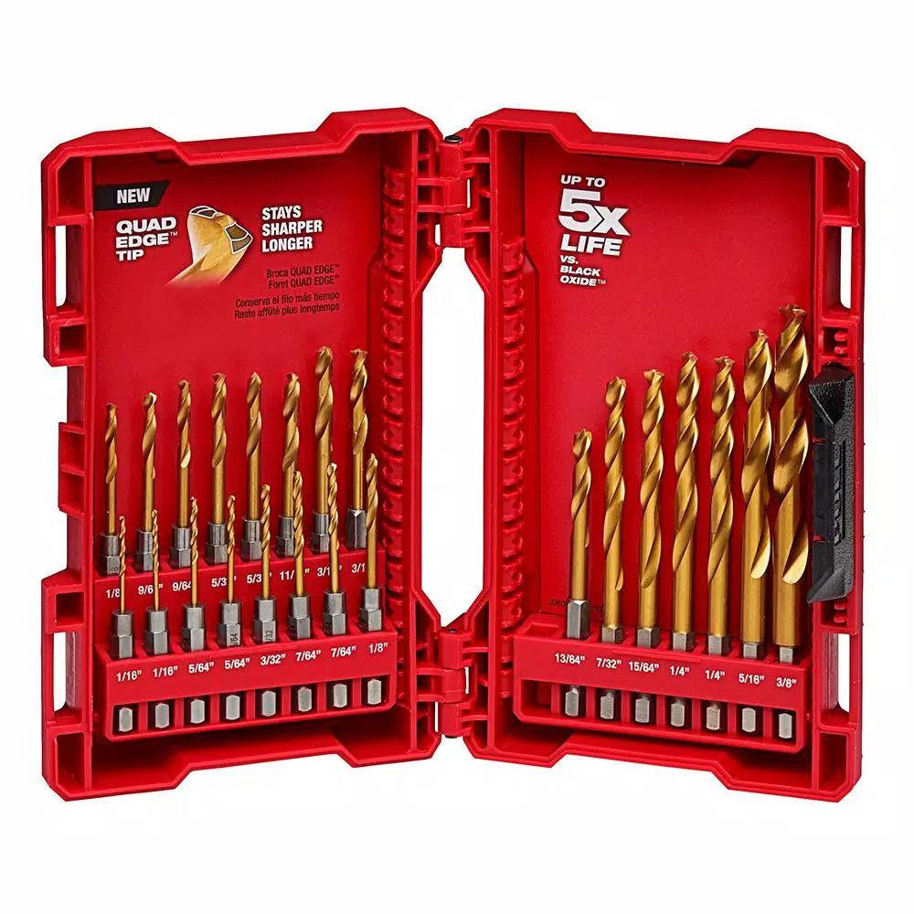 Milwaukee 33-Piece Black Oxide Step and Titanium SHOCKWAVE Drill Bit Set