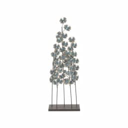 LITTON LANE Iron Metal Turquoise Ginkgo Leaves Sculpture with Gold Outline and Rectangular Base thumbnail 3