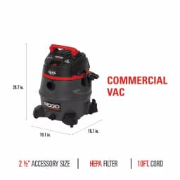RIDGID 14 Gallon 2-Stage HEPA Commercial Wet/Dry Shop Vacuum, 11.5 Amp thumbnail 4