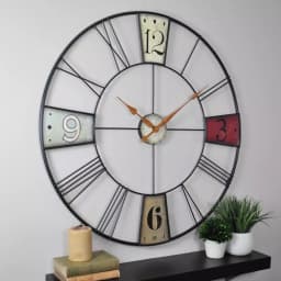 FirsTime 36 in. Multi-Color Vibrant Plaques Oversized Wall Clock thumbnail 1