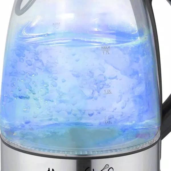 MegaChef 1.7L Glass and Stainless Steel Electric Tea Kettle, 7-Cup Capacity