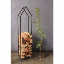 3R Studios House Shaped Metal Log Holder - Black Distressed Iron Firewood Storage thumbnail 1