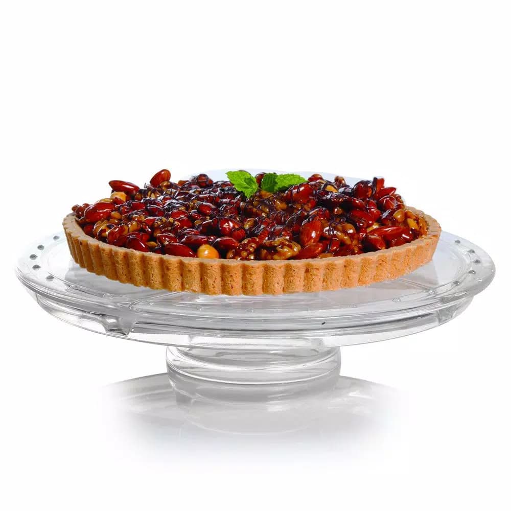 Gibson Home Great Foundations 12-in Clear Glass Cake Stand with Pedestal and Dome Lid