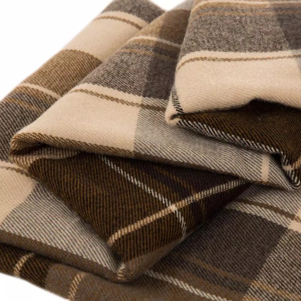 Glitzhome 50 in. x 60 in. Woven Plaid Throw Blanket with Decorative Fringe