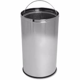 Genuine Joe 12 Gal. Chrome Round Top Stainless Steel Trash Can with Push-to-Open Spring Door thumbnail 2