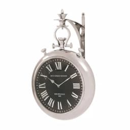 LITTON LANE 22 in. x 16 in. Vintage Pocket-Watch-Style Suspended Wall Clock, Silver Finish thumbnail 2