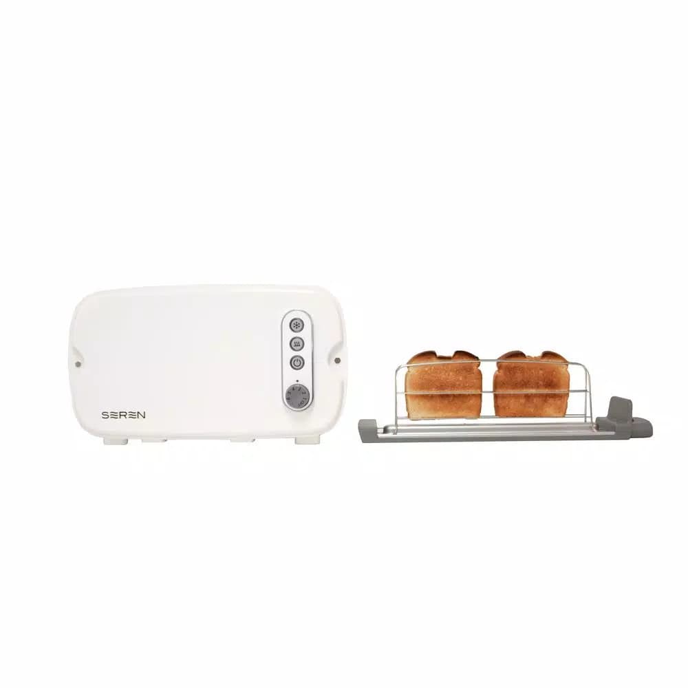 BergHOFF Seren 3-Slice White Wide Slot Toaster with Crumb Tray and Side Loading Design