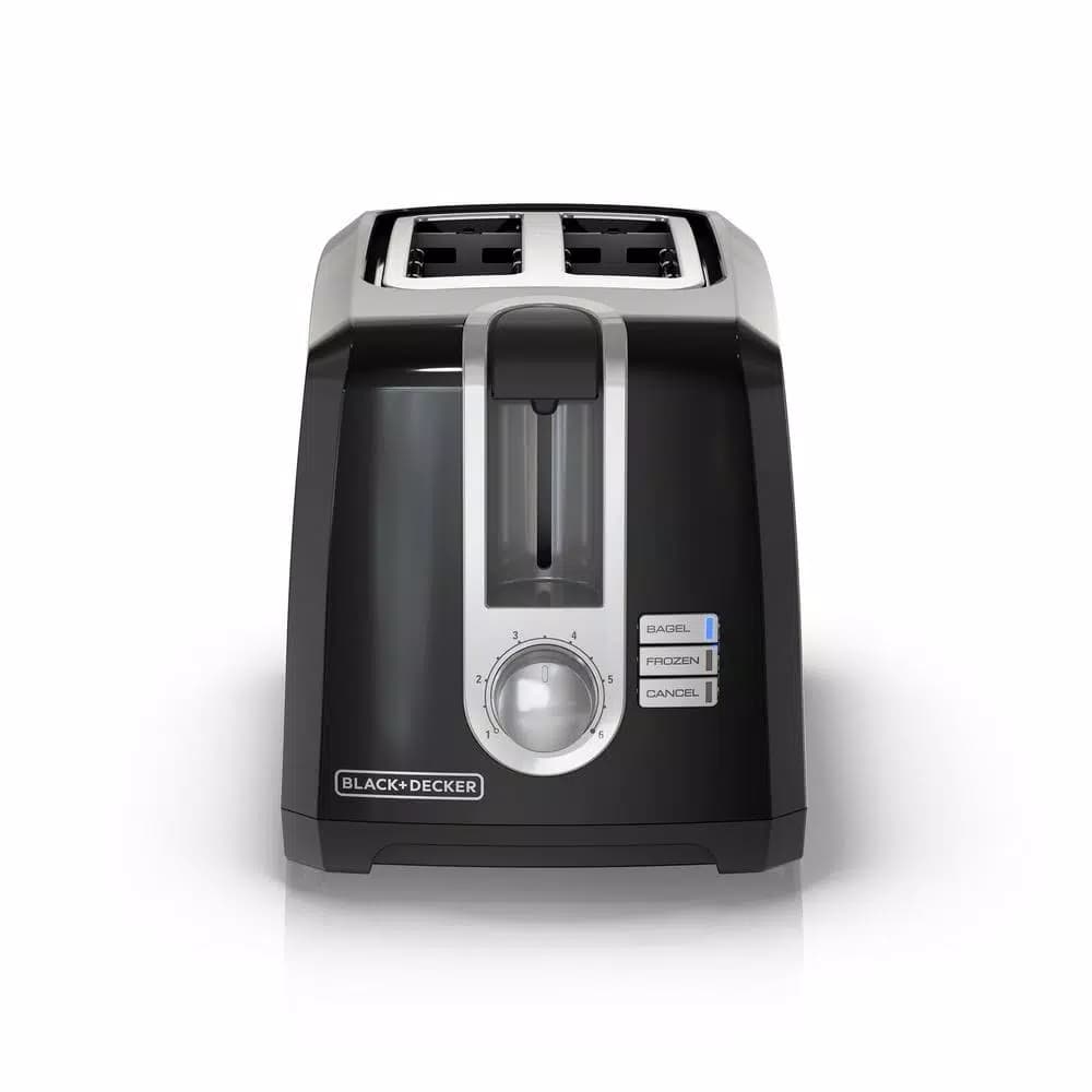 BLACK+DECKER 2-Slice Black Toaster with Extra-Wide Slots and 850-Watt Power