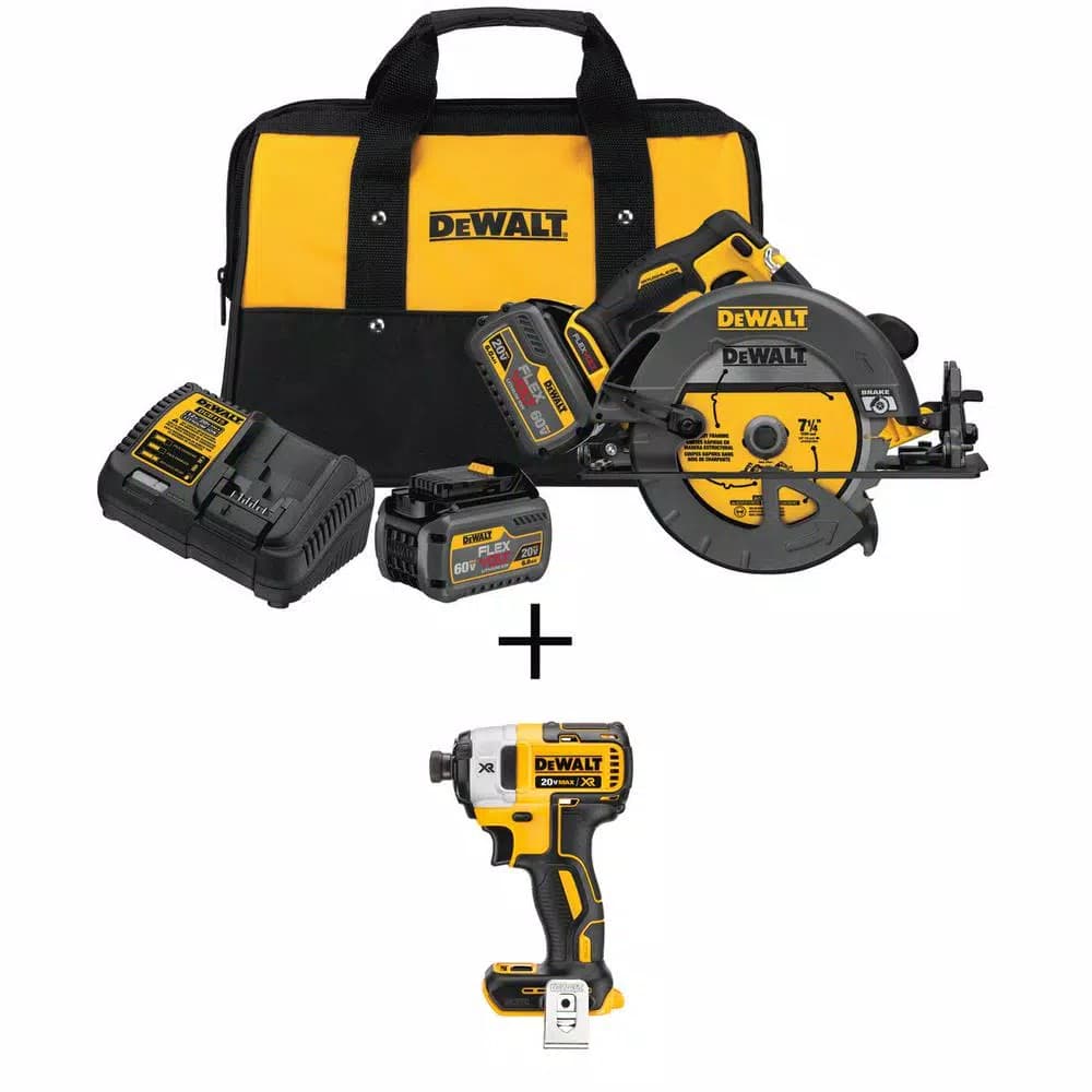 DEWALT FLEXVOLT 60V MAX Brushless 7-1/4 in. Circular Saw & 1/4 in. Impact Driver Combo Kit