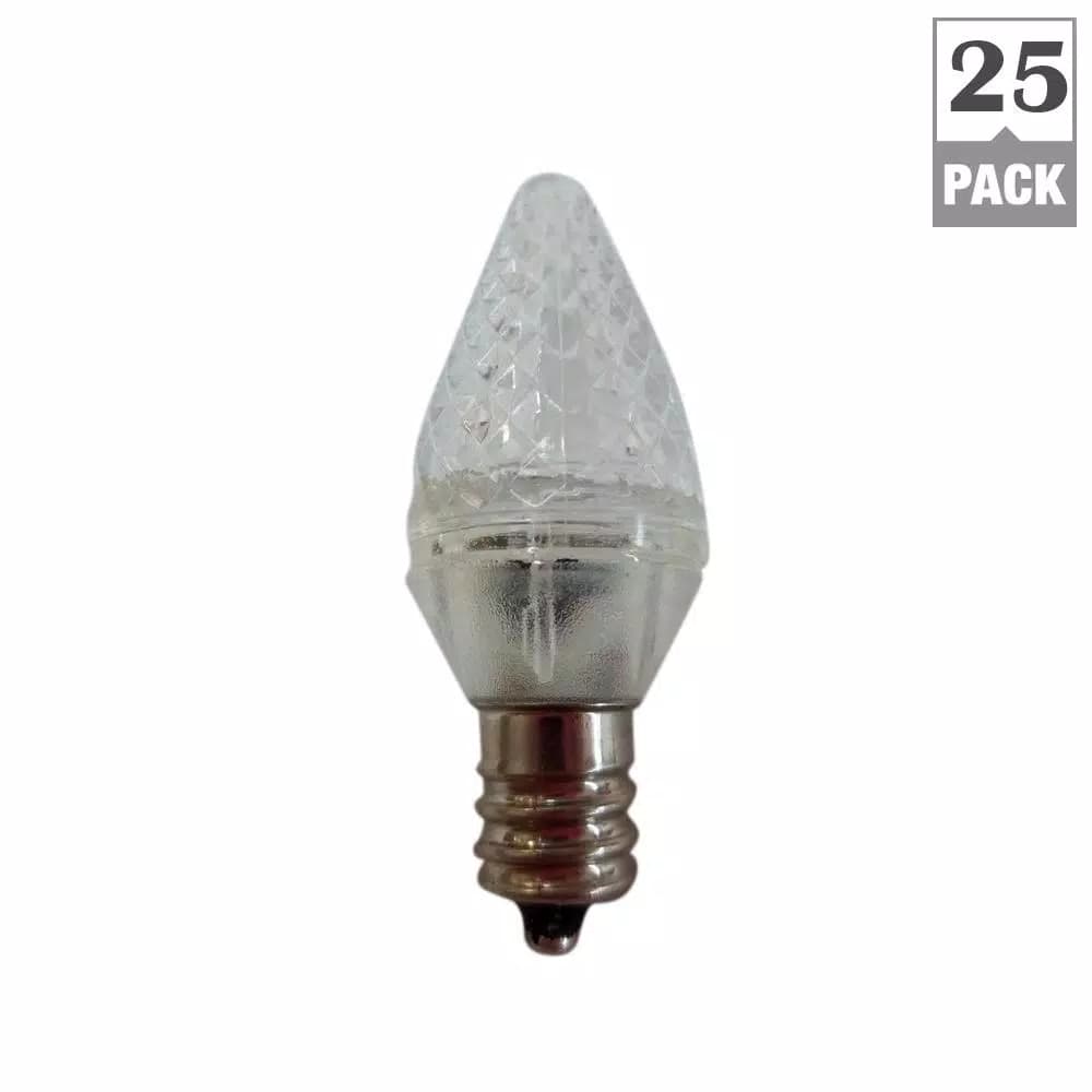 Unbranded C7 Warm White LED Light Bulbs, Super Bright Faceted, Indoor/Outdoor, 25 Pack