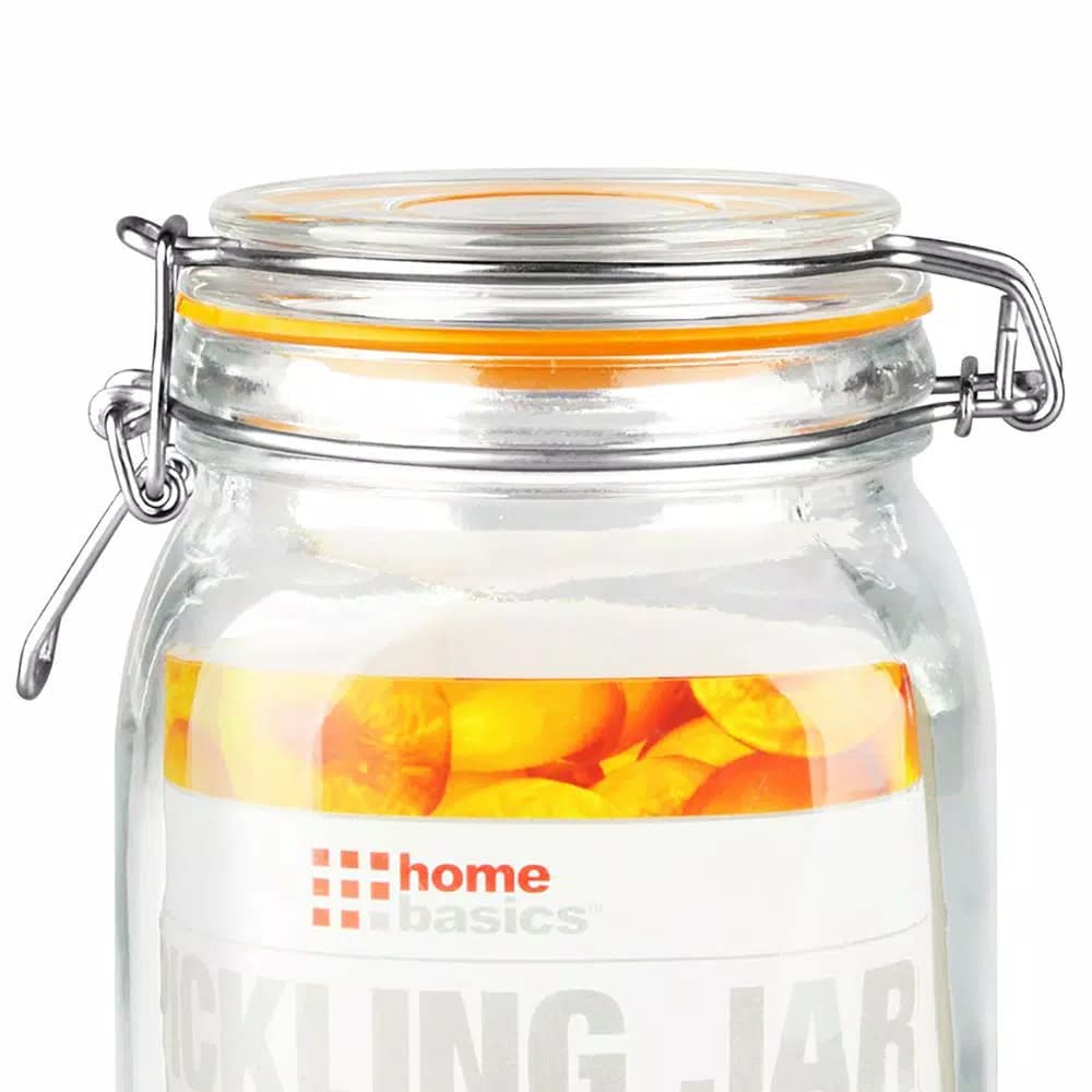 Unbranded 34 oz. Medium Glass Pickling Jar with Metal Bail Lid and Rubber Gasket