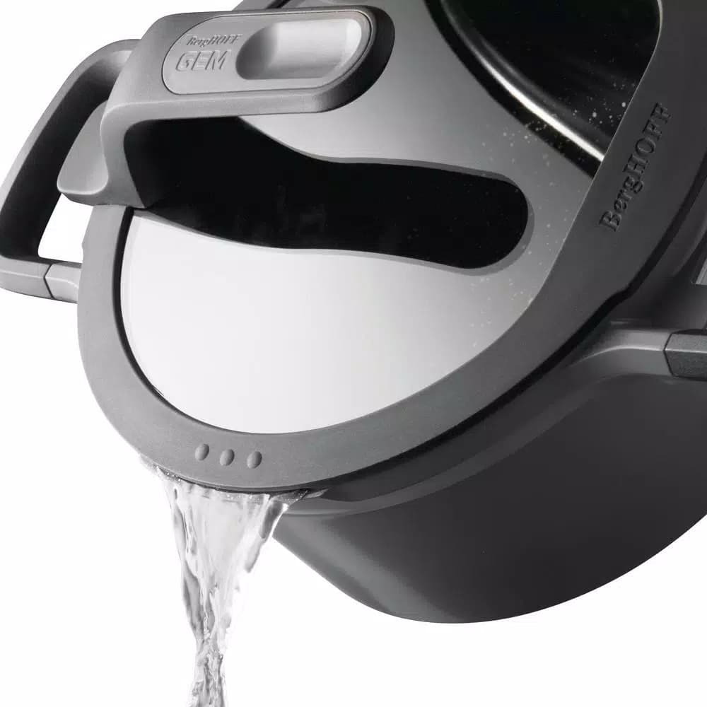 BergHOFF GEM Stay Cool 5.1 qt. Cast Aluminum Nonstick Stock Pot with Glass Lid, Gray