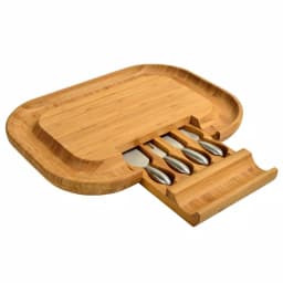 Unbranded Picnic at Ascot Malvern Deluxe Bamboo Cheese Board Set with 4 Stainless Steel Tools thumbnail 1