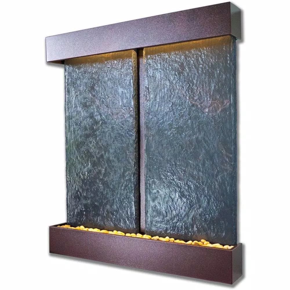 Water Wonders Nojoqui Falls Double Panel Lightweight Slate Wall Fountain with Copper Vein Trim