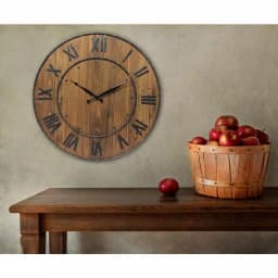 Infinity Instruments Wine Barrel 24 in. Wood and Steel Round Wall Clock thumbnail 8