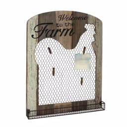 Stonebriar Collection 18 in. x 24 in. Brown Wooden Rooster Wall Decor with Metal Mesh Message Board thumbnail 3