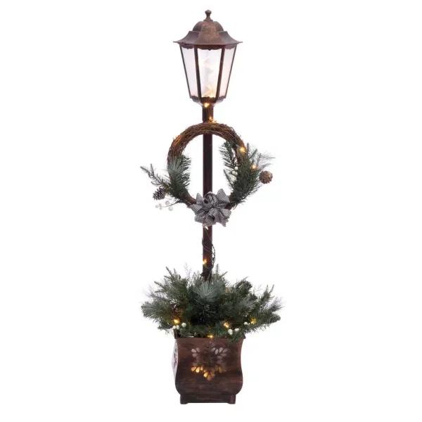 Puleo International 4 ft. Pre-Lit Christmas Lamp Post with 35 White Incandescent Lights