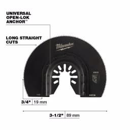 Milwaukee 3-1/2 in. High Carbon Steel Segmented Wood Oscillating Multi-Tool Blade, Universal Fit thumbnail 3