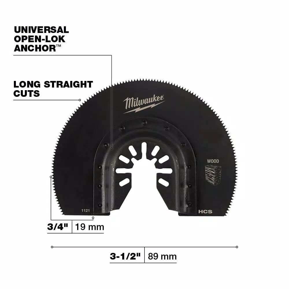 Milwaukee 3-1/2 in. High Carbon Steel Segmented Wood Oscillating Multi-Tool Blade, Universal Fit