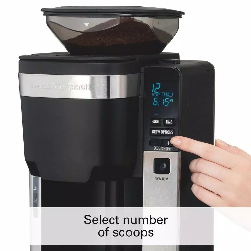 Hamilton Beach 12-Cup Auto Grounds Dispensing Drip Coffee Maker, Black