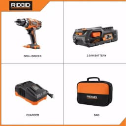 RIDGID 18V Cordless 1/2 in. Compact 2-Speed Drill/Driver Kit with 2 Ah Battery, Charger, and Tool Bag thumbnail 2