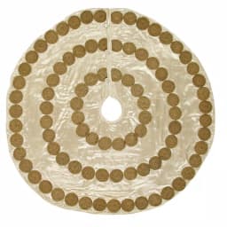 VHC Brands Creme Memories 48 in. Vanilla Velvet Christmas Tree Skirt with Gold Trim thumbnail 1
