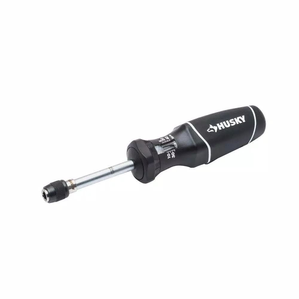 Husky 1/4 in. Hex Torque Screwdriver, 8-40 in-lbs, with Hard Plastic Storage Case