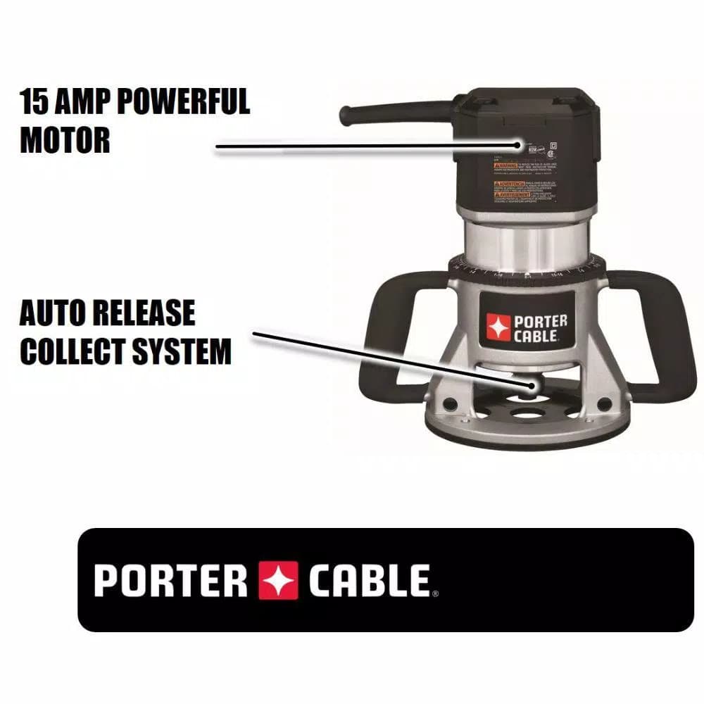 Porter-Cable 7519 3-1/4 HP Peak Speedmatic Fixed Base Router, 15 Amp, 21,000 RPM