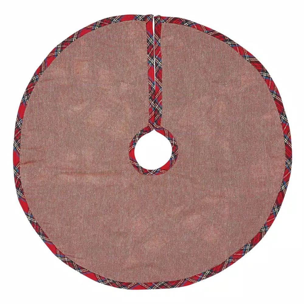 VHC Brands Peyton 21 in. Tomato Red Traditional Christmas Mini Tree Skirt