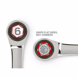 TEKTON 1/2 in. Stubby Ratcheting Combination Wrench, 6-Point Box End thumbnail 2