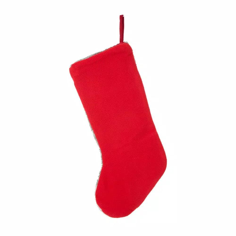 Glitzhome 19 in. Fox Hooked Christmas Stocking with Red Scarf and Santa Hat
