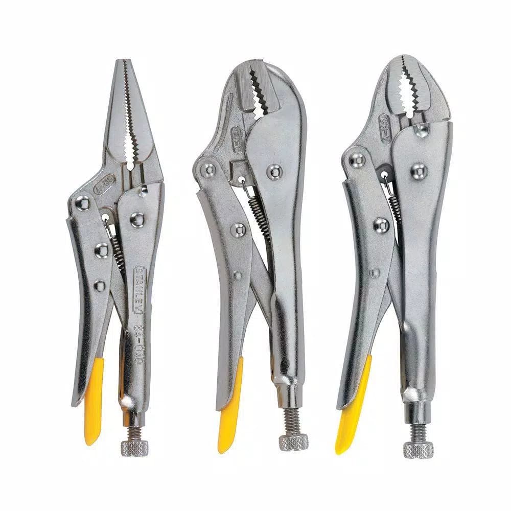 Stanley 3-Piece Locking Plier Set with Induction Hardened Jaws and Wire Cutters