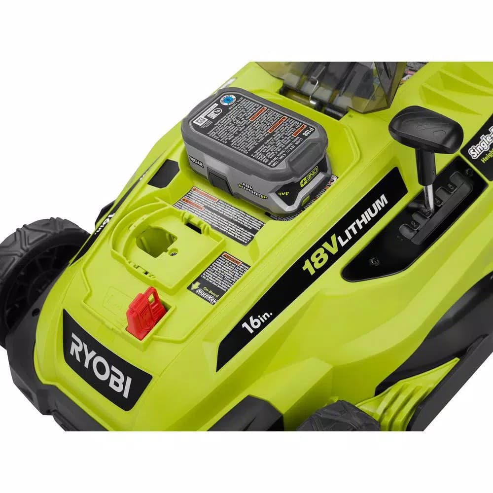 RYOBI ONE+ 18V Cordless 16 in. Walk Behind Push Lawn Mower with (2) 4.0 Ah Batteries and Charger Included