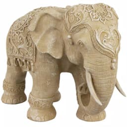 Oriental Furniture 20 in. Rustic Jeweled Elephant Decorative Statue, White Resin thumbnail 1