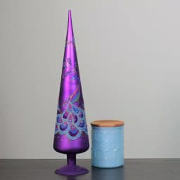 Northlight 18.5 in. Regal Peacock Purple and Teal Glitter Glass Finial Christmas Tree Topper thumbnail 2