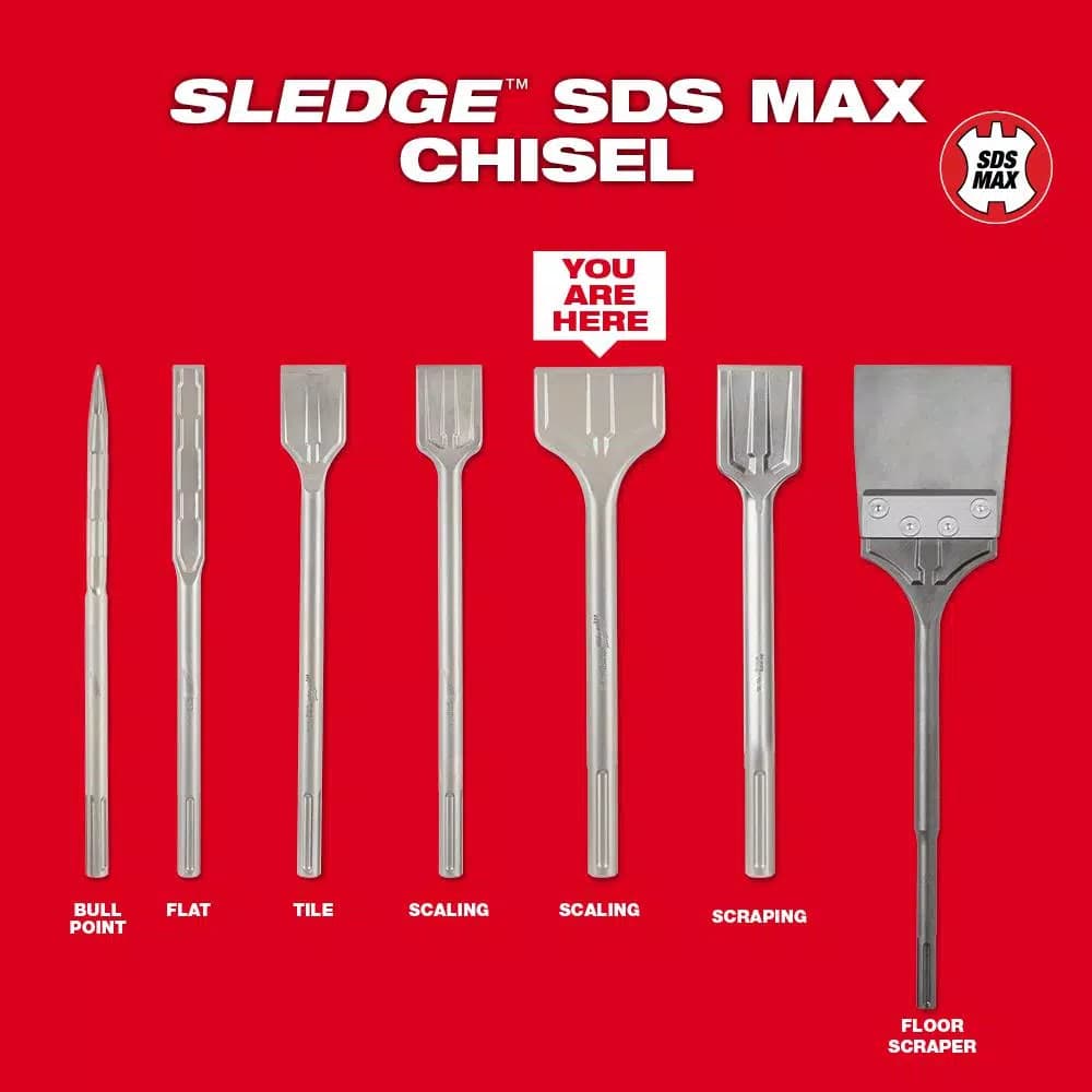 Milwaukee 3 in. x 12 in. SDS-Max SLEDGE Steel Scaling Chisel