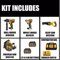 DEWALT FLEXVOLT 60V MAX Cordless 4-Tool Combo Kit with (2) 6.0 Ah Batteries thumbnail 2