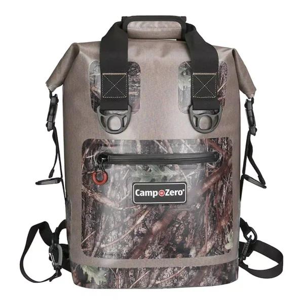 Camp-Zero Premium Soft-Side Backpack Cooler, 17.2 Qt. 20 Can Capacity, Beige and Camo