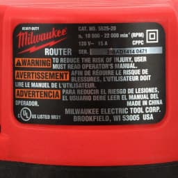 Milwaukee 3-1/2 Max HP Fixed-Base Production Router, 15 Amp, 10,000-22,000 RPM thumbnail 9