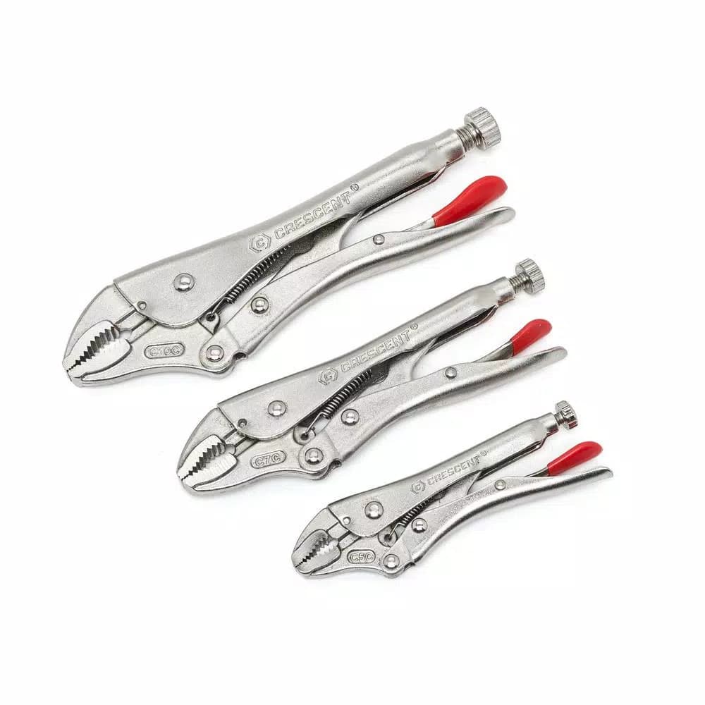 Crescent Curved Jaw Locking Pliers Set, 3-Piece Compound Action Set