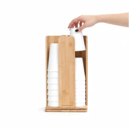 Mind Reader Bamboo 360° Rotating Cup and Lid Holder, 4-Compartment Organizer thumbnail 5