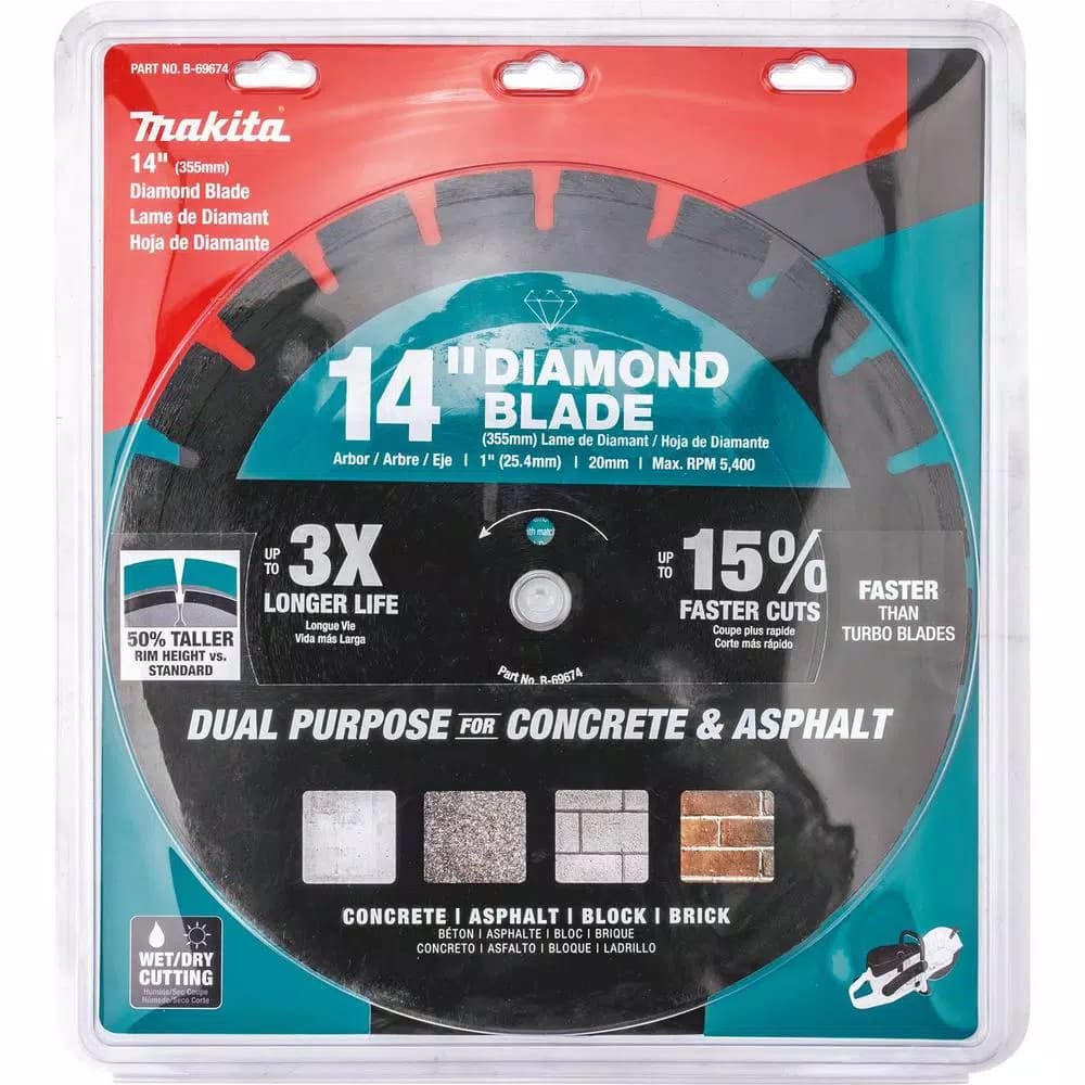 Makita 14 in. Segmented Rim Dual Purpose Diamond Blade for Concrete and Asphalt