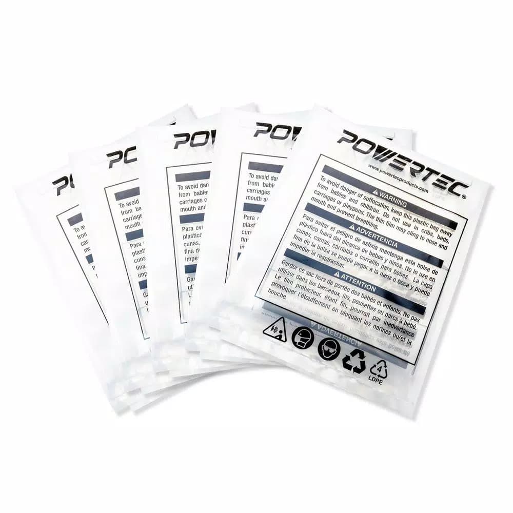 POWERTEC 16-1/2 in. x 46-5/8 in. Clear Dust Collector Bags, 5-Pack